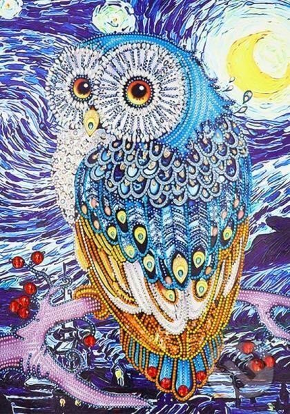 Levně Diamantový obrázek 7D - Sova 30 x 40 cm