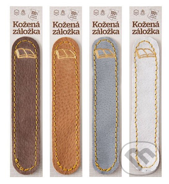 Levně Obšitá záložka Kniha (barva kůže medová semiš, barva ražby stříbrná)