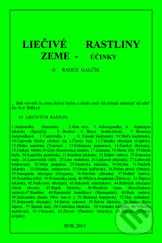 E-kniha: Liečivé rastliny ZEME - účinky (Radúz Galčík). Radúz Galčík