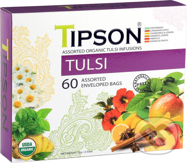 Kávy a čaje: TIPSON BIO Tulsi Assorted 60x1,2g (Bio - Racio). Bio - Racio, 2023