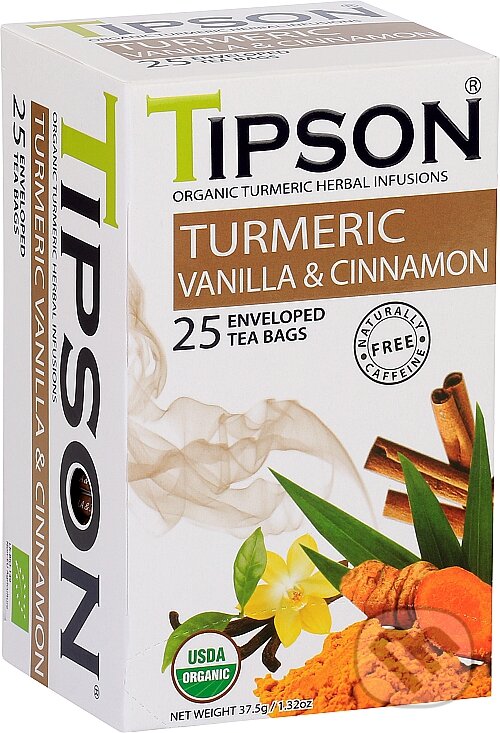 Levně TIPSON BIO Turmeric & Vanilla Cinnamon 25x1,5g