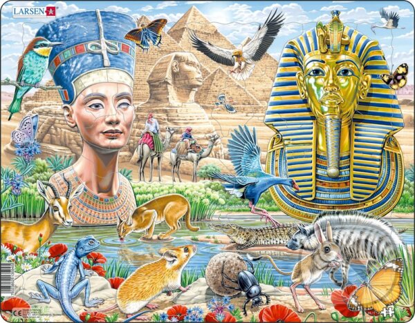 Levně Sfinga a pyramídy, egyptská divoká zver, Nefertiti a Tutanchamon (HL11) - puzzle z kategorie Náučné puzzle