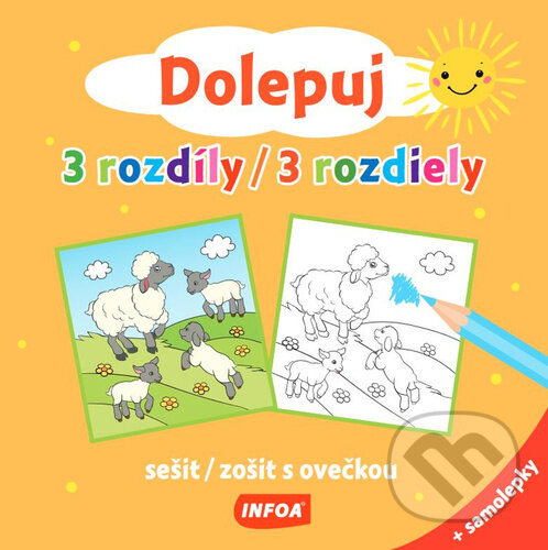 Levně Dolepuj 3 rozdíly/3 rozdiely (sešit/zošit s ovečkou) - kniha z kategorie Samolepky