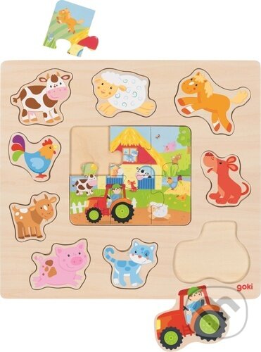 Levně Zvířátka z farmy (Dřevěná vkládačka + Puzzle) - puzzle z kategorie Maxi dieliky