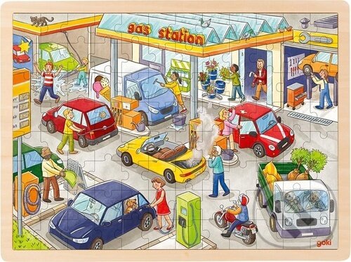 Levně Čerpací stanice (Dřevěné puzzle) - puzzle z kategorie Stavebnice