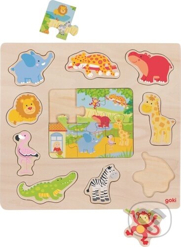 Goki vkládačka + Puzzle Zvířátka ze ZOO
