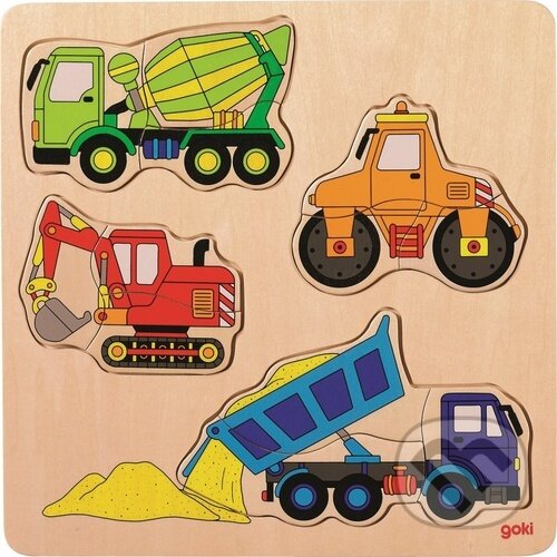 Levně Stavební stroje (Dřevěné vkládací puzzle) - puzzle z kategorie Maxi dieliky