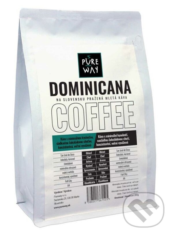 Kávy a čaje: Dominicana (mletá) (Pure Way). Pure Way