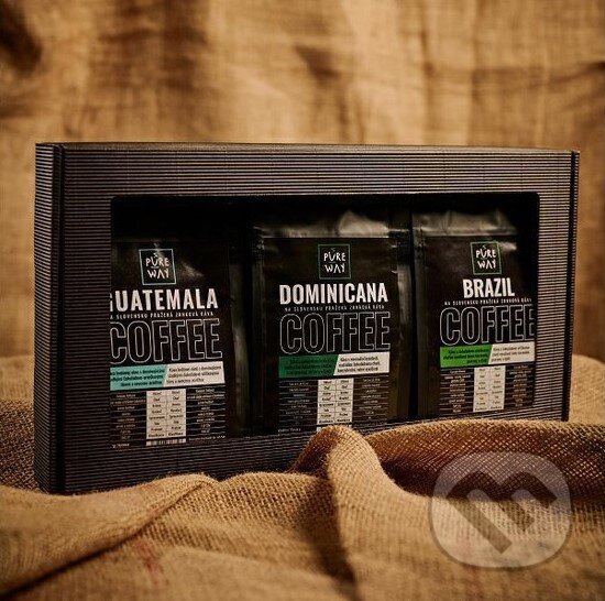 Darčekový set zrnkových odrodových káv 3x 200g Guatemala, Dominicana, Brazil, Pure Way