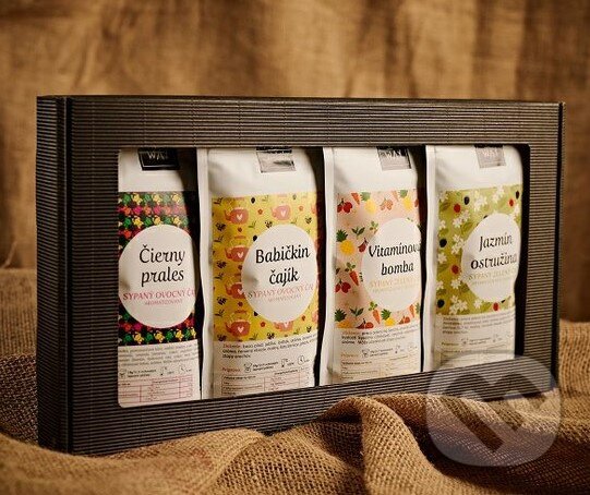 Levně Darčekový set: sypané čaje OVOCNÉ - Čierny prales, Babičkin čajík, Vitamínová bomba, Jazmín ostružina