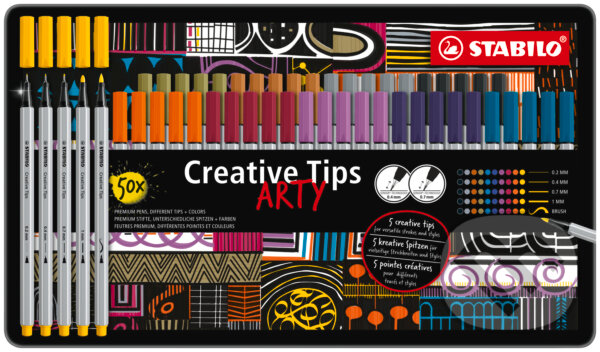 Levně Kreatívny set - STABILO Creative Tips - ARTY - 50 ks sada v plechu
