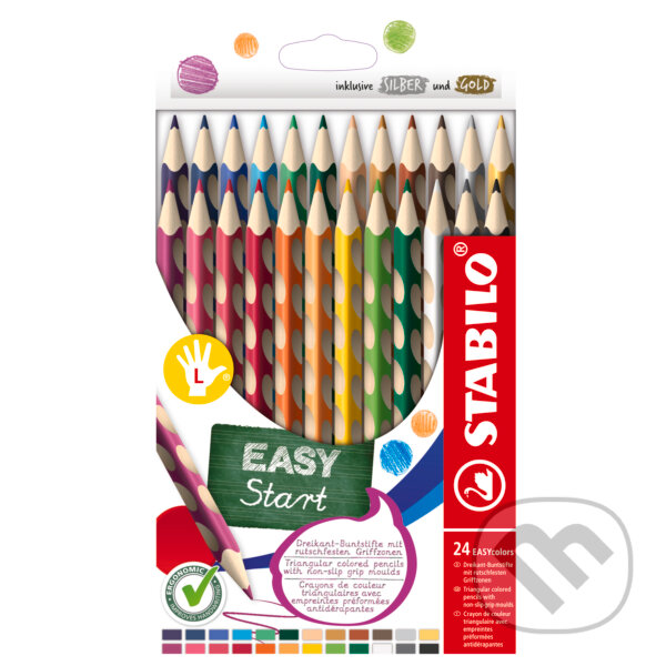 Levně Ergonomické farbičky pre ľavákov- STABILO EASYcolors - 24 ks sada