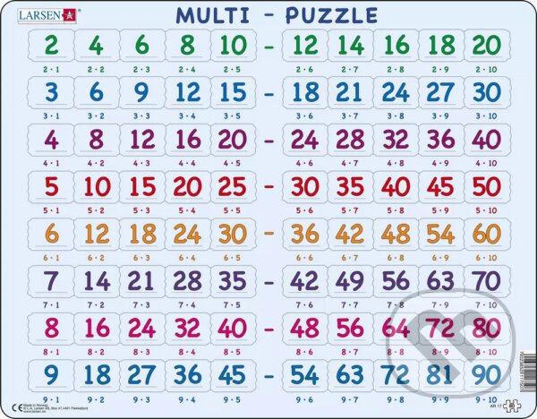 Levně Násobenie (2 až 9) AR17 - puzzle z kategorie Náučné puzzle