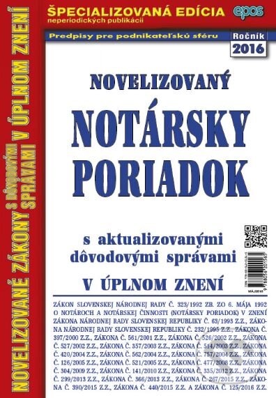 Novelizovaný Notársky poriadok, Epos, 2016