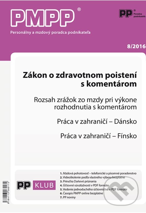 Levně PMPP 8/2016 (Zákon o zdravotnom poistení s komentárom)