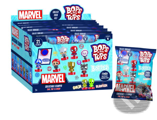 Spoločenská hra: Pečiatky Marvel Bops/Tops (Trigo). Trigo, 2024