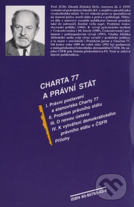 Kniha: Charta 77 a právní stát (Zdeněk Jičínský). Doplněk, 1999