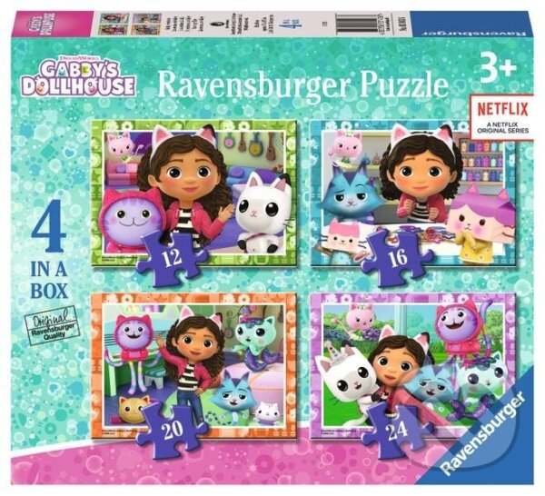 Levně Gabby´s Dollhouse 4v1 - puzzle z kategorie 15 – 60 dielikov