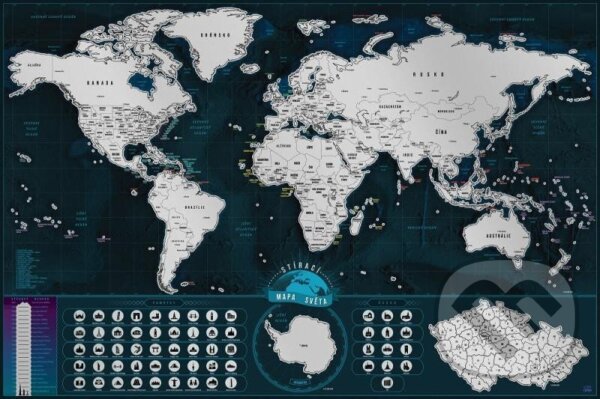 Levně Stírací mapa světa - česká verze silver XL
