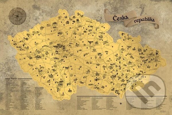 Levně Stírací mapa Česka Deluxe XXL - zlatá