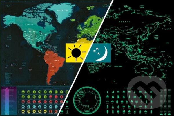 Levně GLOW svítící mapa světa - svítí ve tmě