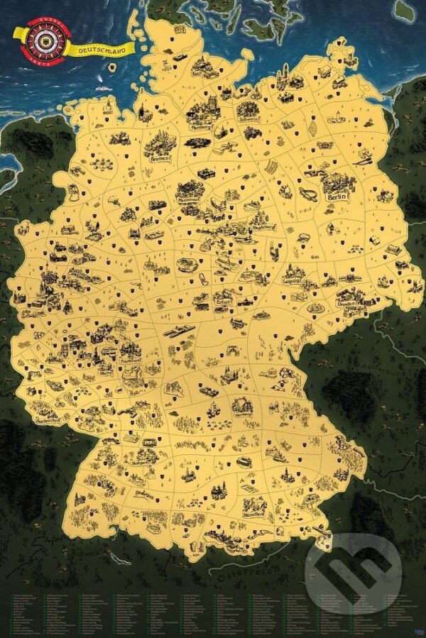 Levně Stírací mapa Německa Deluxe - zlatá