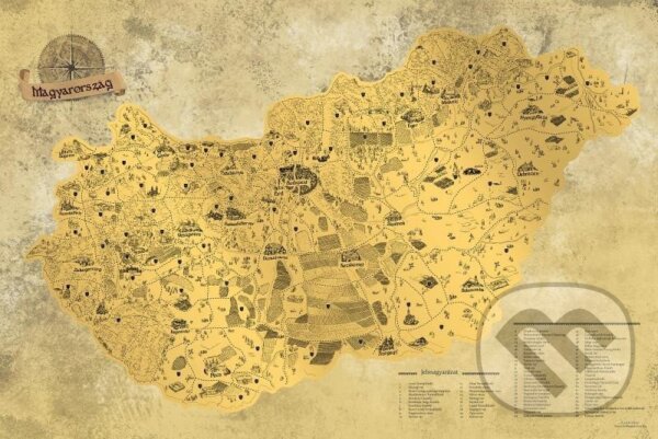 Levně Stírací mapa Maďarska Deluxe - zlatá
