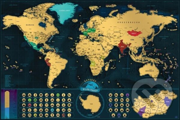 Levně Stírací mapa světa - maďarská verze