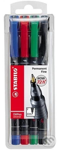 Levně Popisovač Permanentní STABILO OHPen F (sada 4 ks v pouzdru)