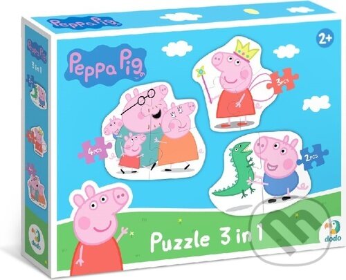 DODO Puzzle Prasátko Peppa: Rodina 3v1 (2,3,4 dílků)