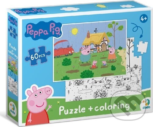 Levně Oboustranné puzzle Prasátko Peppa Na chalupě (60 dílků) - puzzle z kategorie 15 – 60 dielikov