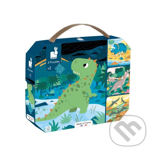 Levně Puzzle v kufríku 4v1 Dinosaury 6-9-12-16 ks - puzzle z kategorie 15 – 60 dielikov