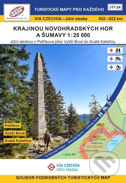 VIA CZECHIA - Jižní stezka, BOX 3, Krajinou Novohradských hor a Šumavy 1 : 25 000