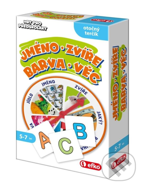 Společenská hra: Hry pro předškoláky - Jméno Zvíře Barva Věc (EFKO karton s.r.o.). EFKO karton s.r.o., 2024