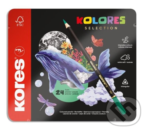 Pastelky Kores Kolores selection dárkové v plechu 24 barev