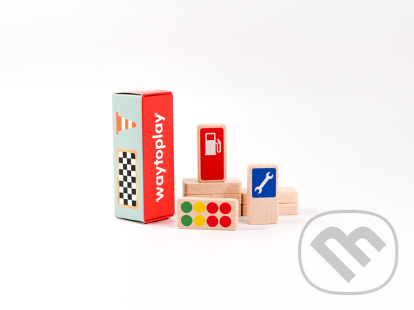 Spoločenská hra: waytoplay pretekárske značky - set 8 ks drevených značiek (waytoplaytoys b.v.)