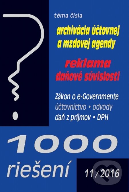 Kniha: 1000 riešení 11/2016 (Poradca s.r.o.). Poradca s.r.o., 2016
