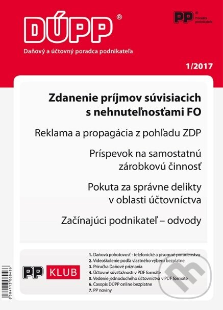 Levně DÚPP 1/2017 (Zdanenie príjmov súvisiacich s nehnuteľnosťami FO)