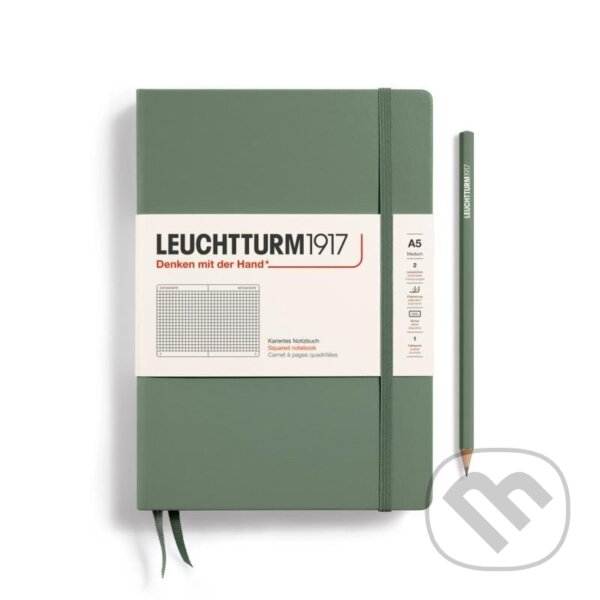 Levně Leuchtturm1917 Zápisník Olive Medium A5 čtverečkovaný