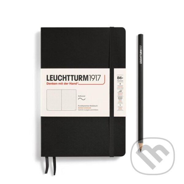Leuchtturm1917 Zápisník Black Softcover B6+ tečkovaný