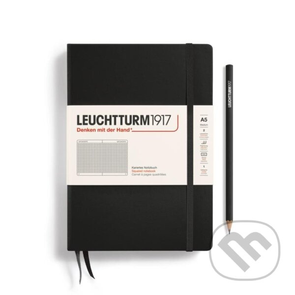 Levně Leuchtturm1917 Zápisník Black Medium A5 čtverečkovaný