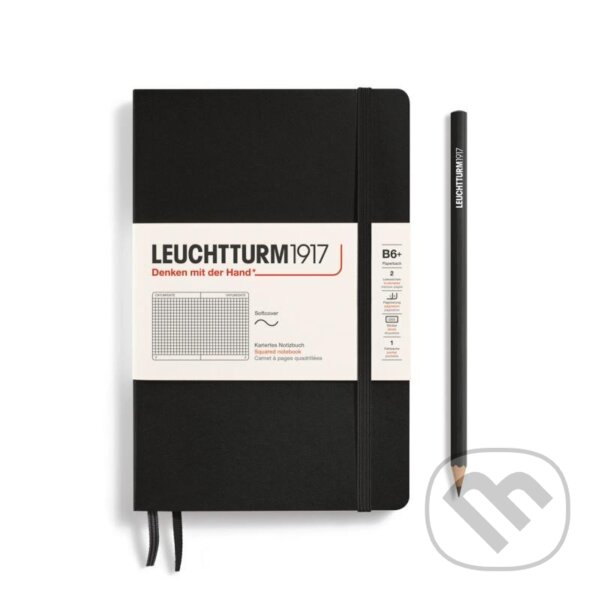 Levně Leuchtturm1917 Zápisník Black Softcover B6+ čtverečkovaný
