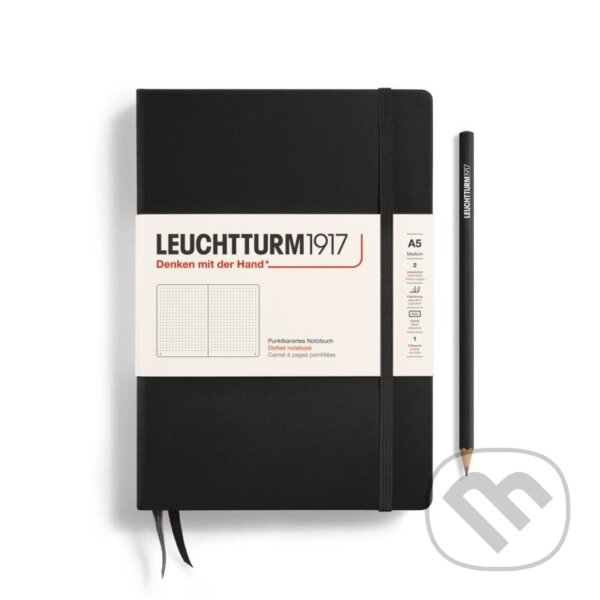 Levně Leuchtturm1917 Zápisník Black Medium A5 tečkovaný
