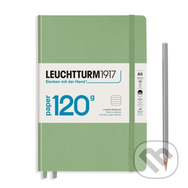 Levně Leuchtturm1917 Zápisník 120G Sage A5 linkovaný
