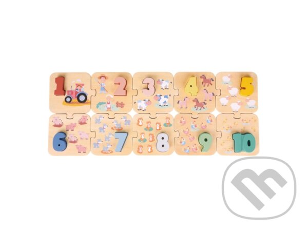 Společenská hra: Puzzle - Učíme sa číslice - farma (New Classic Toys)