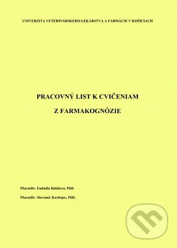 Kniha Pracovný list k cvičeniam z farmakognózie