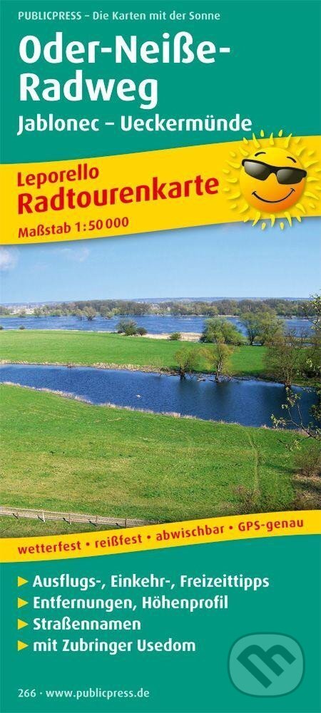 Levně Odra-Neisse, Jablonec-Ueckermünde 1:50 000 / cyklistická mapa