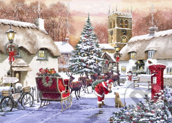Levně Santa na dedine - puzzle z kategorie Mestá a stavby