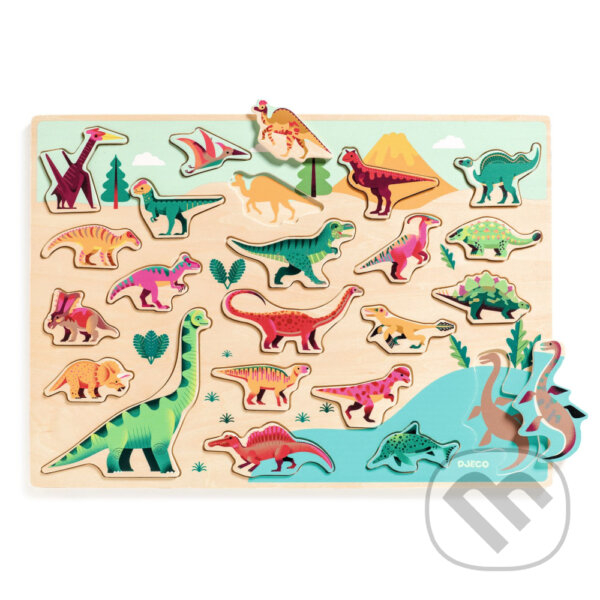 Levně Dinosaury: puzzle drevené - puzzle z kategorie 15 – 60 dielikov