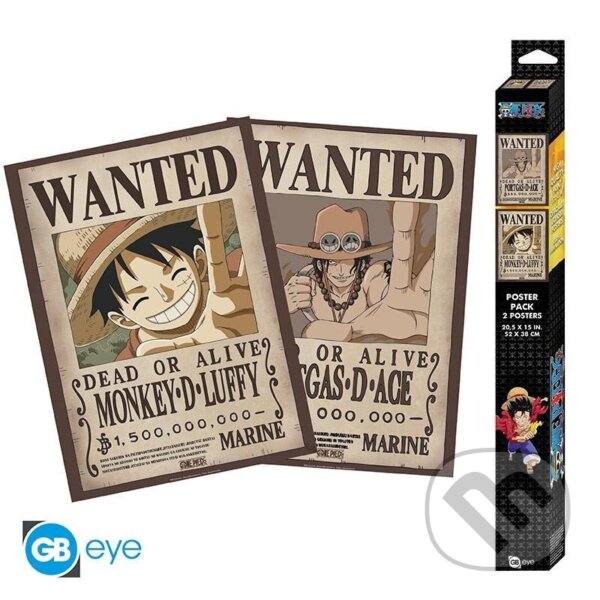 Levně One Piece Set plagátů - Wanted Luffy & Ace 2 ks
